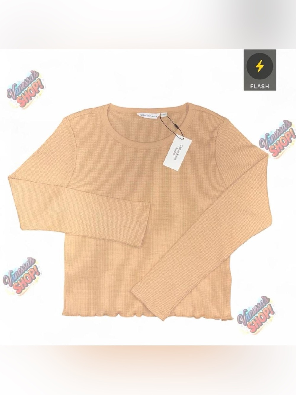 Calvin Klein Jeans Ribbed Crew Neck & Lettuce-Edge Hem!